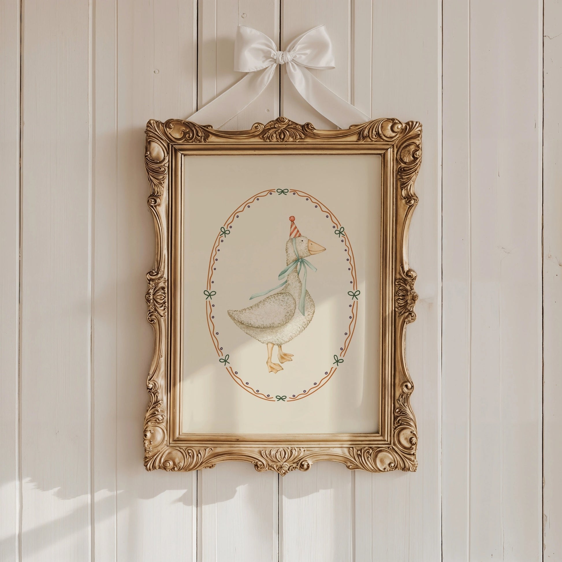 Party Duck Wall Art - Whimsical Farm Animal Print