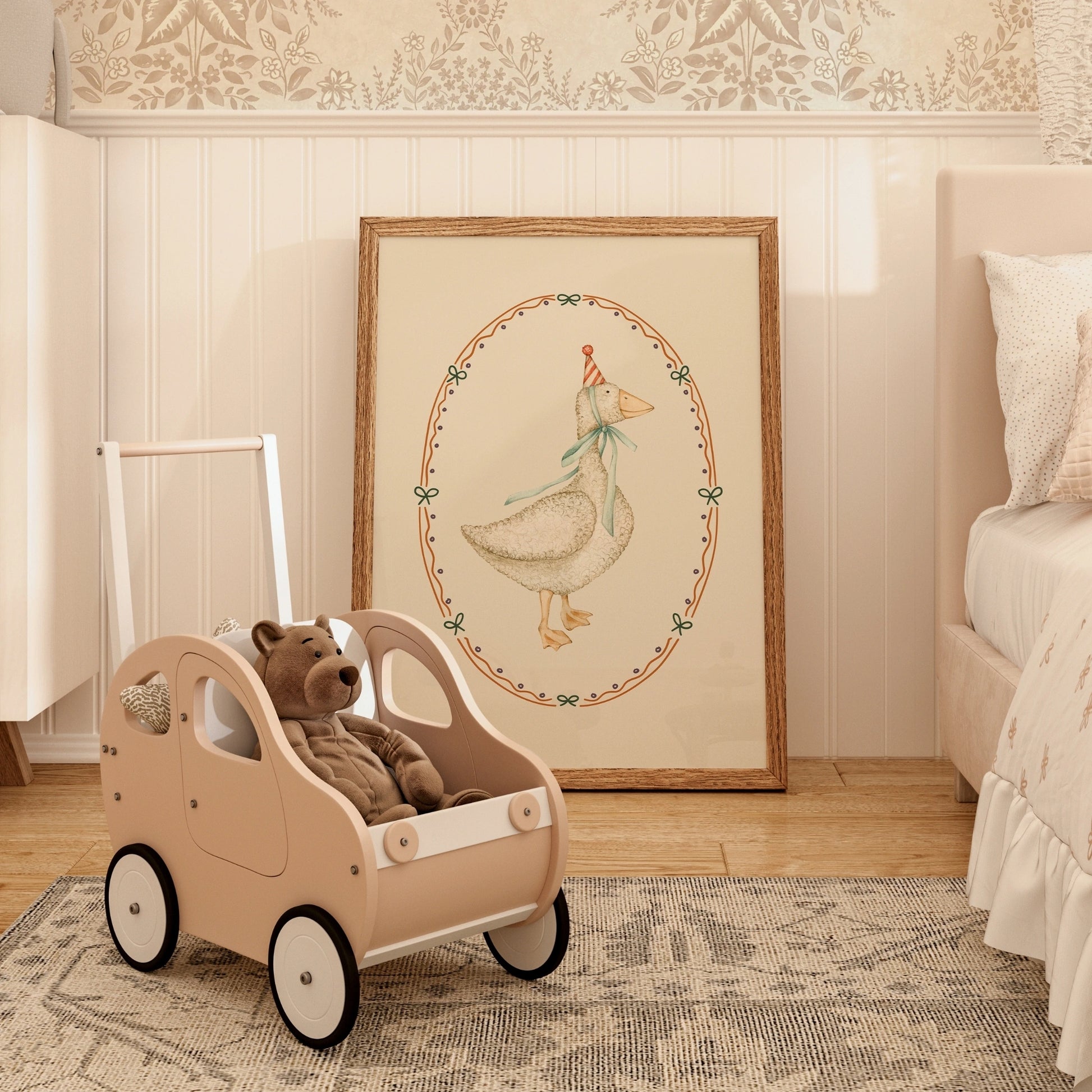 Party Duck Wall Art - Whimsical Farm Animal Print