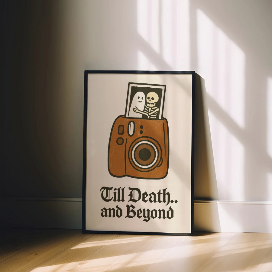 Till Death Halloween Print – Ghost and Skeleton Couple Art