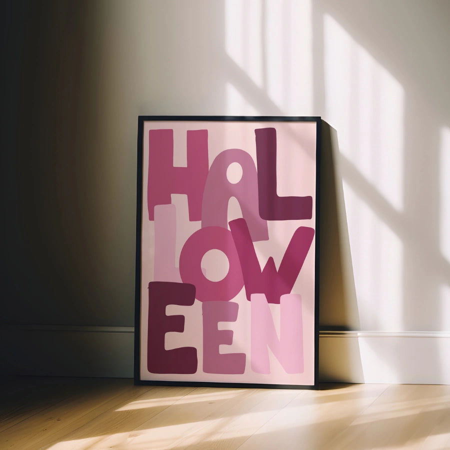 Modern Halloween Lettering Print – Bold Pink Wall Art