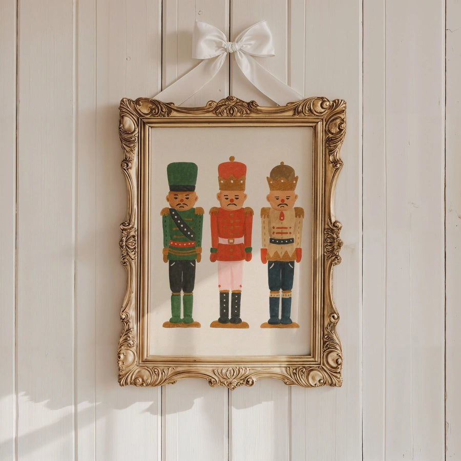 Nutcracker Trio Wall Art – Hand-Drawn Christmas Soldiers Print