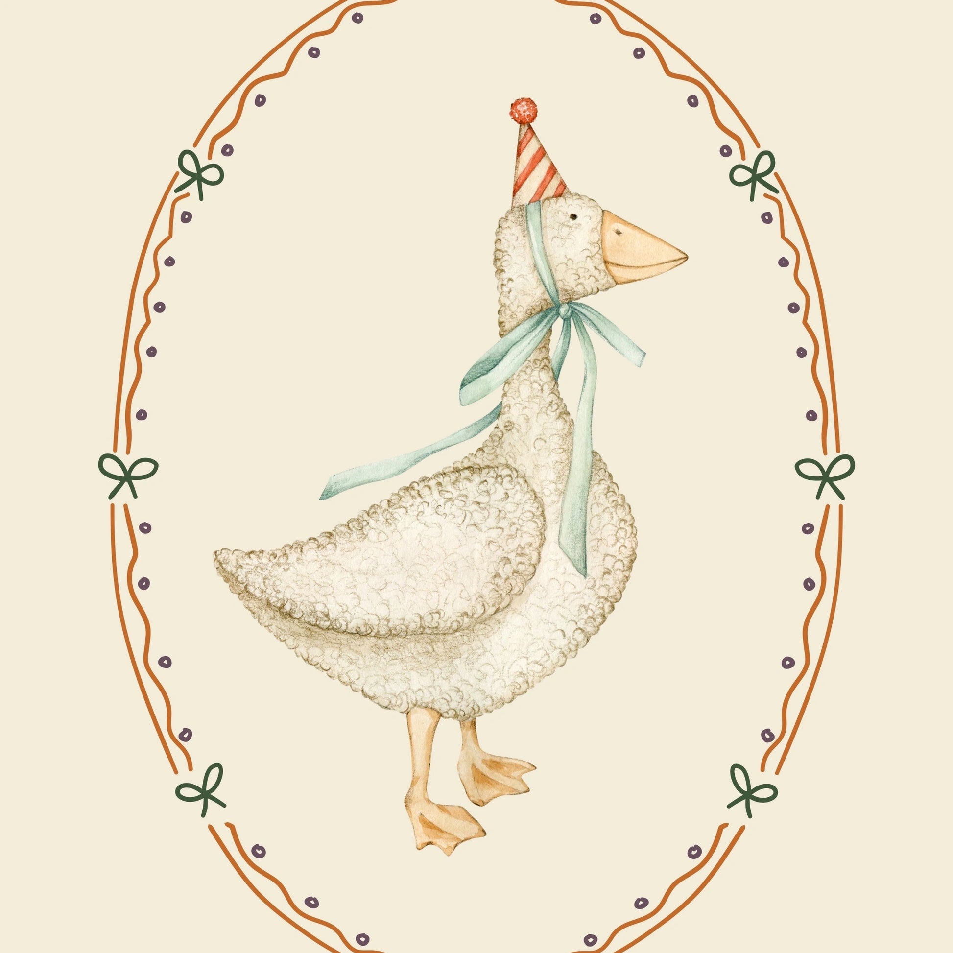 Party Duck Wall Art - Whimsical Farm Animal Print