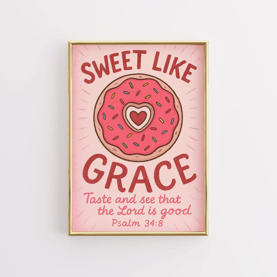 Sweet Like Grace Wall Art – Donut Bible Verse Poster