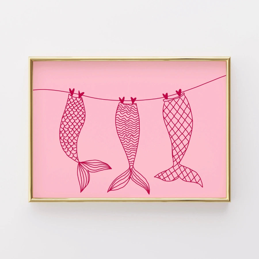 Mermaid Tails Wall Art – Funny Ocean Decor