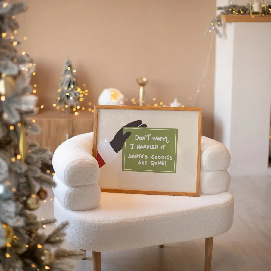 Santa’s Cookies Gone – Funny Christmas Wall Art Print