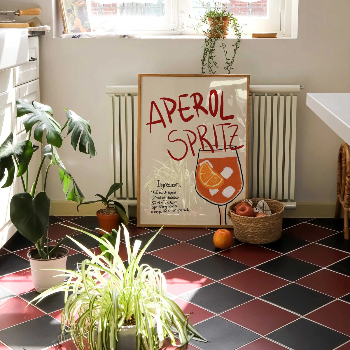 Aperol Spritz Recipe Print – Retro Cocktail Wall Art