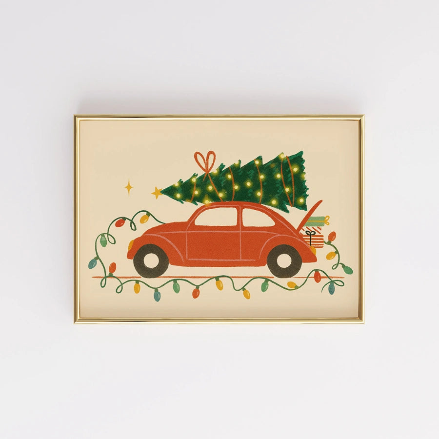 Christmas Car Tree Wall Art – Retro Holiday Print