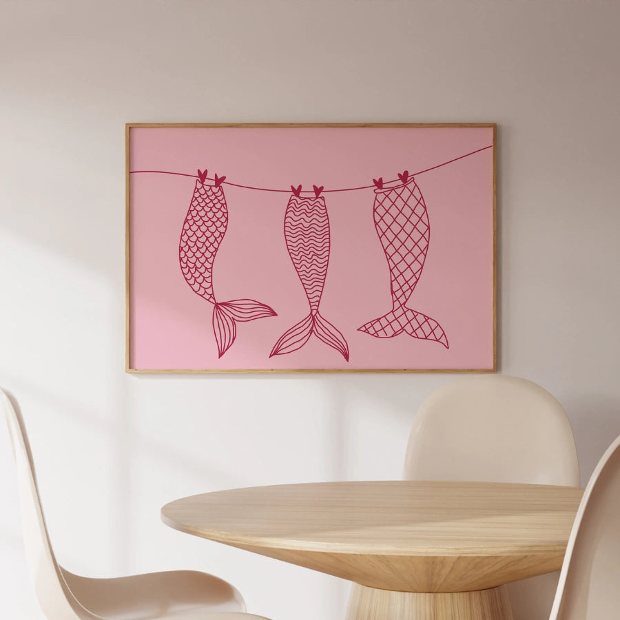 Mermaid Tails Wall Art – Funny Ocean Decor