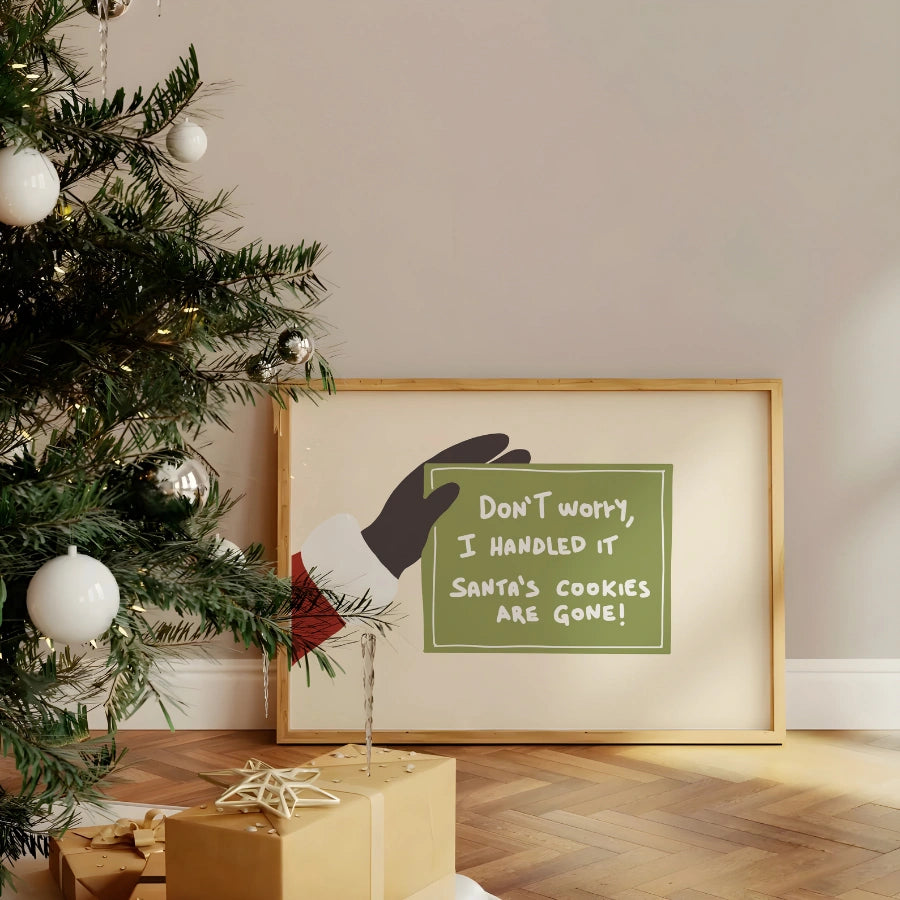 Santa’s Cookies Gone – Funny Christmas Wall Art Print