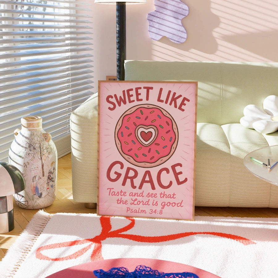 Sweet Like Grace Wall Art – Donut Bible Verse Poster