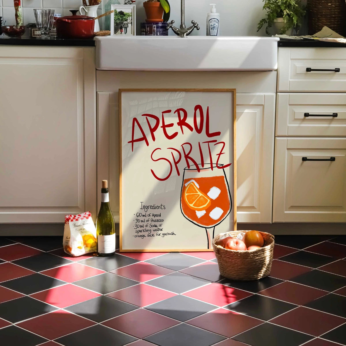 Aperol Spritz Recipe Print – Retro Cocktail Wall Art