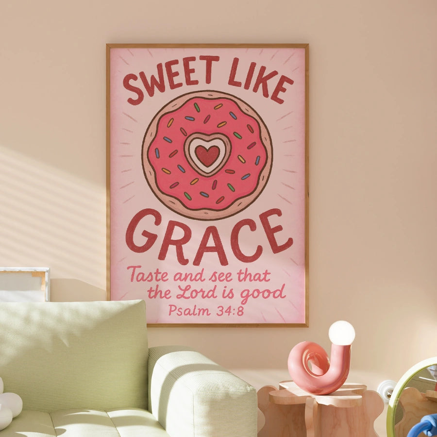Sweet Like Grace Wall Art – Donut Bible Verse Poster