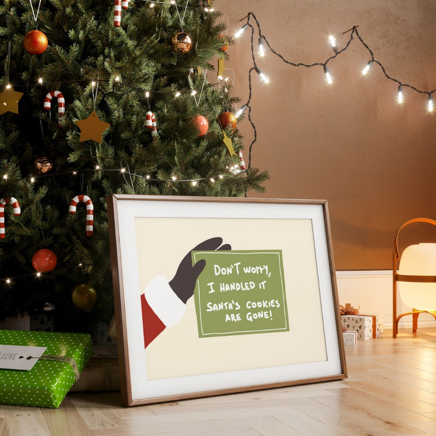 Santa’s Cookies Gone – Funny Christmas Wall Art Print