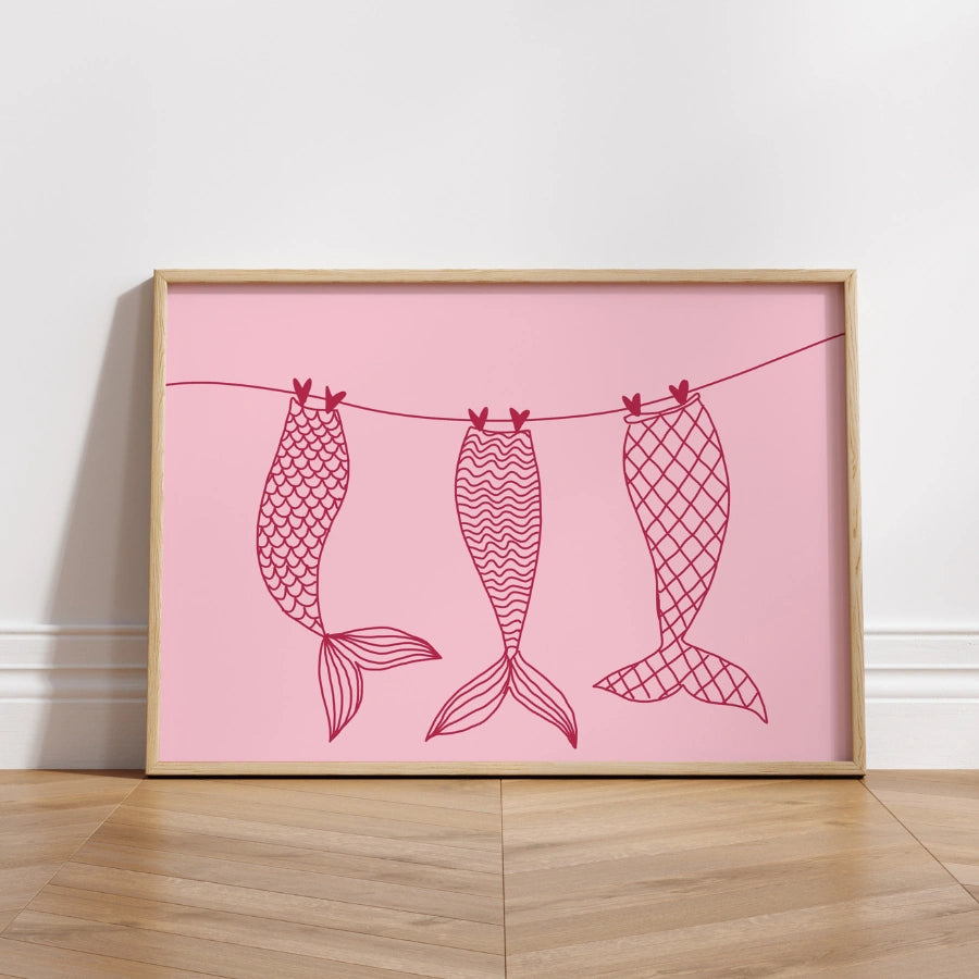 Mermaid Tails Wall Art – Funny Ocean Decor