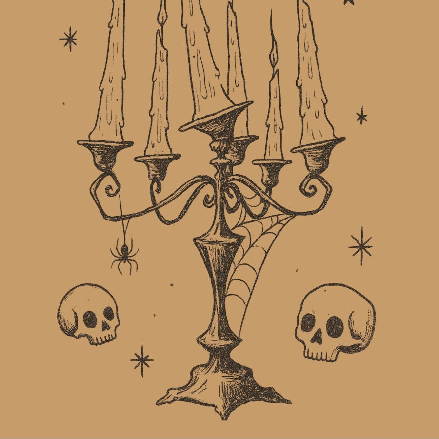 Gothic Candelabra Halloween Print – Witchy Candle Art
