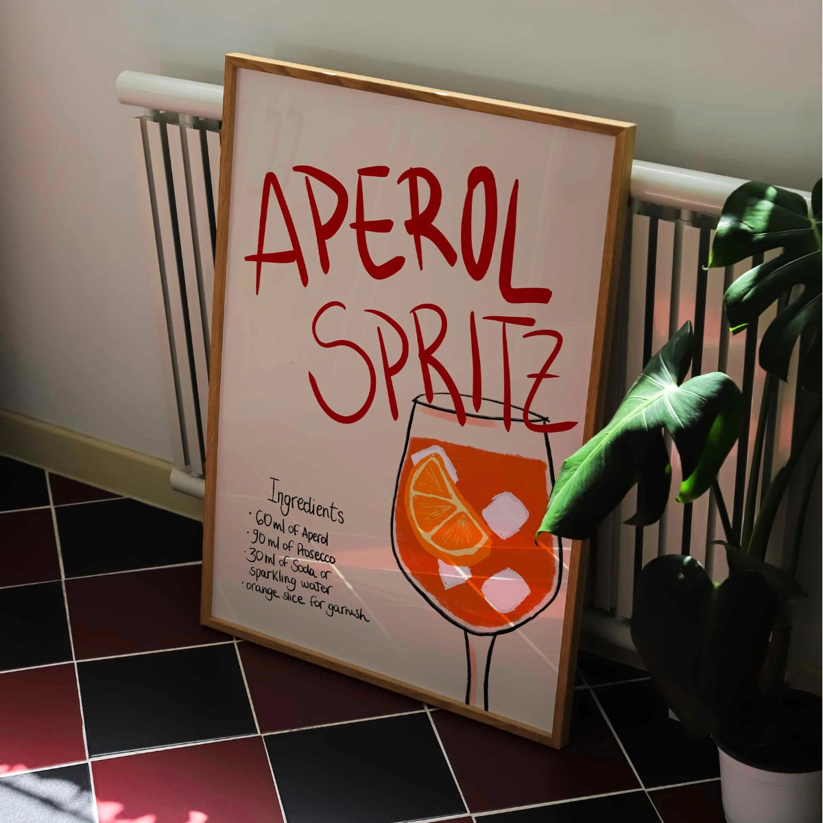 Aperol Spritz Recipe Print – Retro Cocktail Wall Art