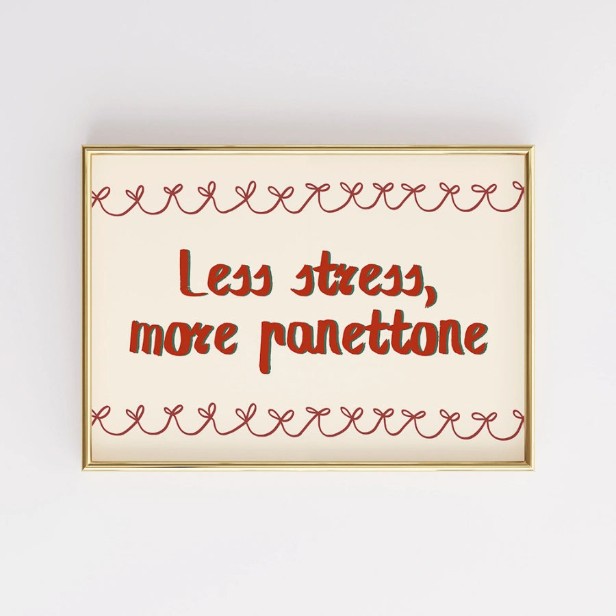 Less Stress More Panettone – Funny Holiday Wall Art Print