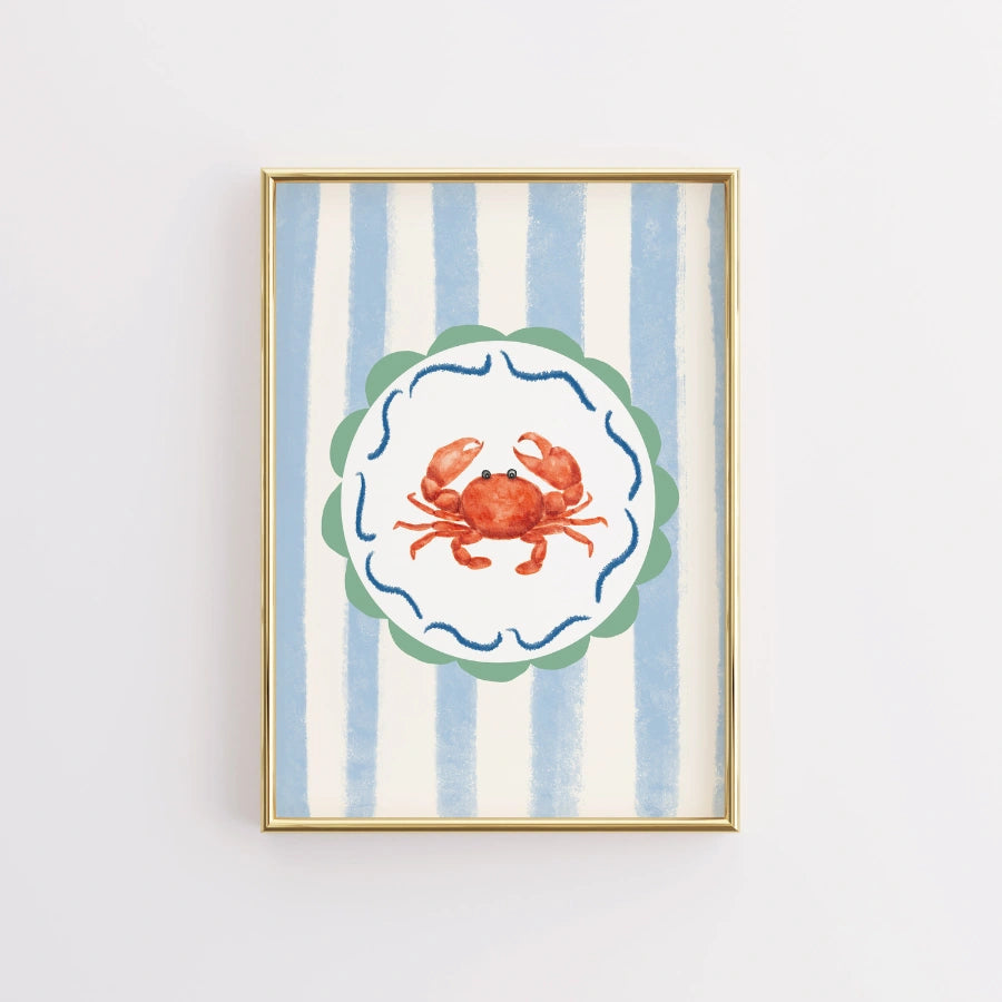 Crab Coastal Wall Art - Summer Beach Print