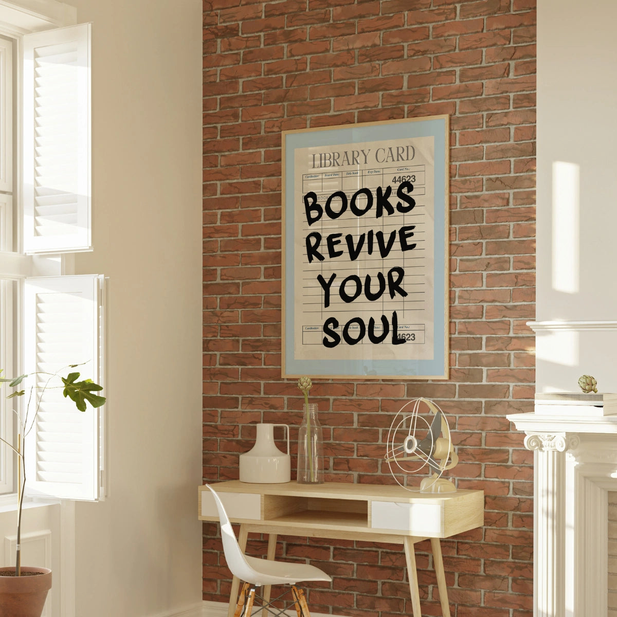 Books Revive Your Soul Print – Vintage Library Card Wall Art for Book Lovers
