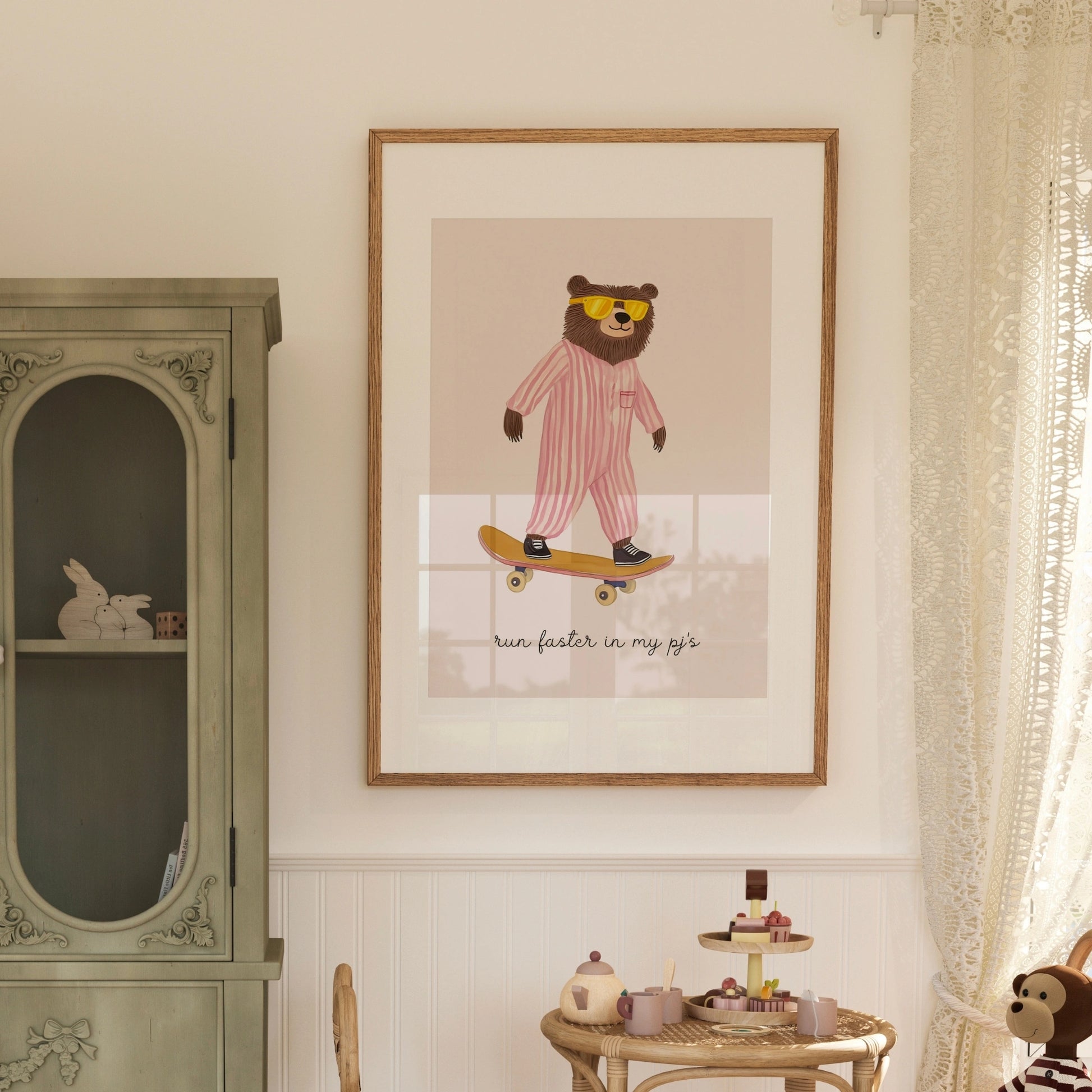 Skater Bear Wall Art – Funny Animal Poster