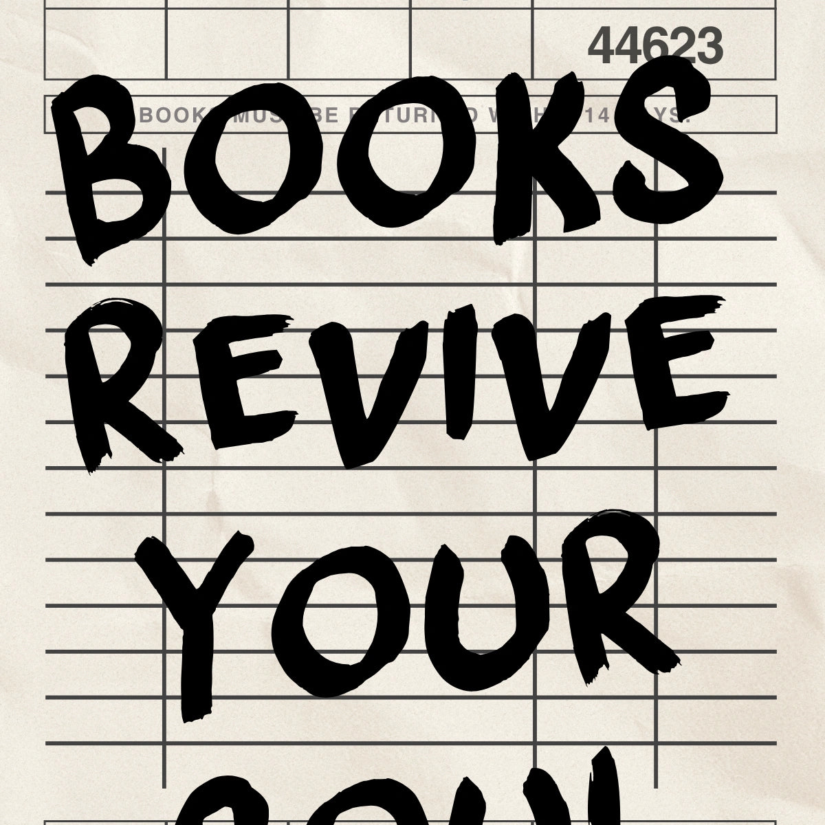 Books Revive Your Soul Print – Vintage Library Card Wall Art for Book Lovers