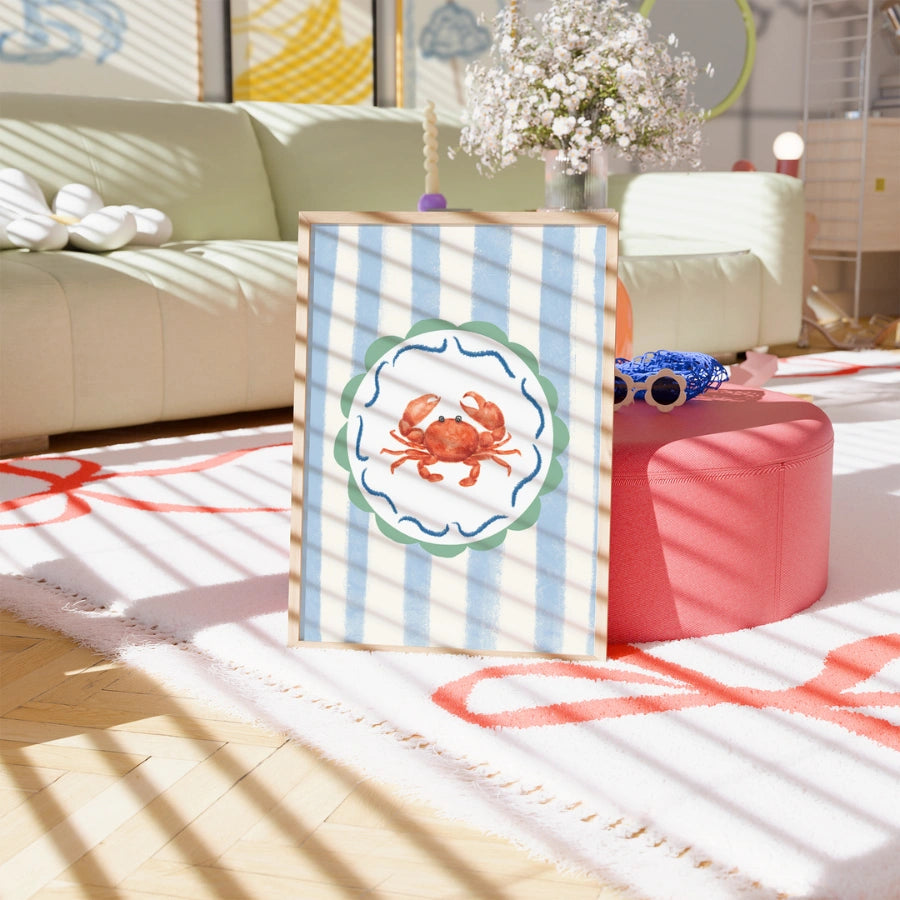 Crab Coastal Wall Art - Summer Beach Print
