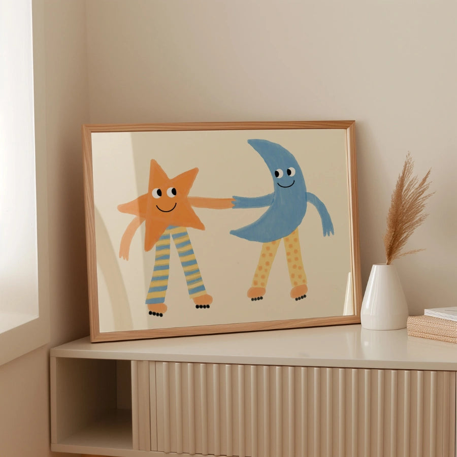 Mond- und Sternenbild fürs Kinderzimmer – Niedliche himmlische Wanddekoration fürs Kinderzimmer