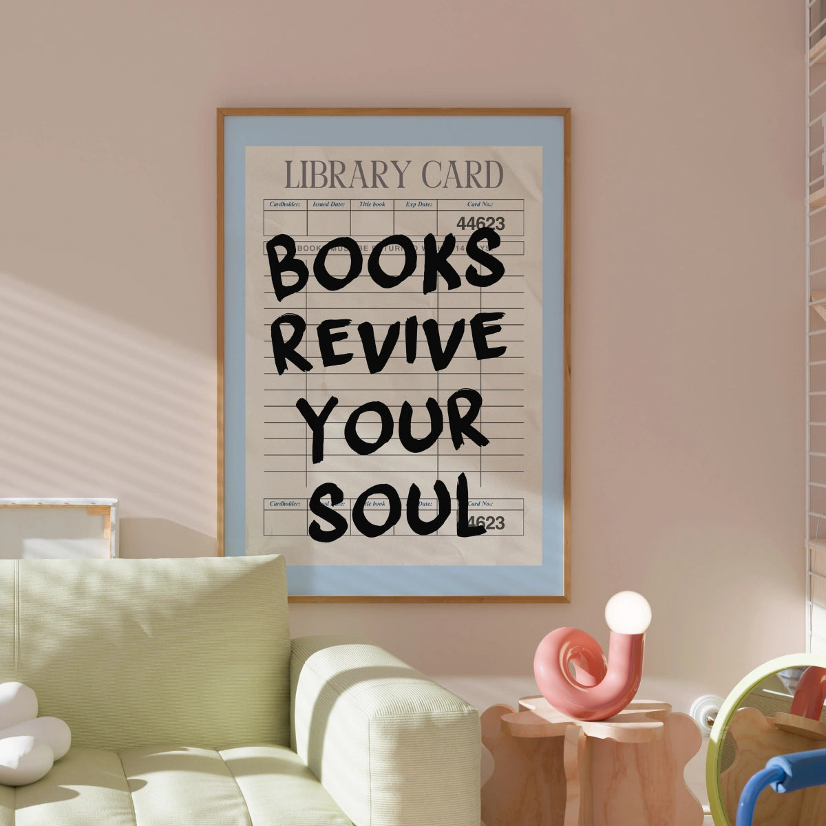 Books Revive Your Soul Print – Vintage Library Card Wall Art for Book Lovers