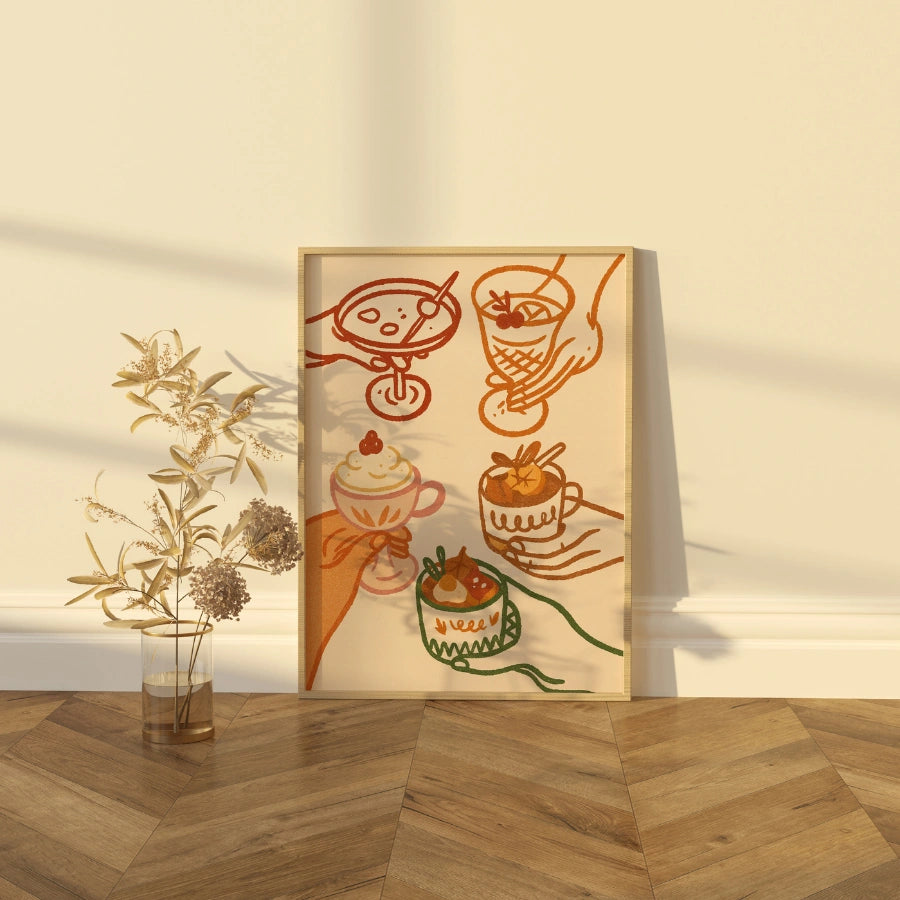 Autumn Drinks Wall Art - Cozy Fall Cocktail Print