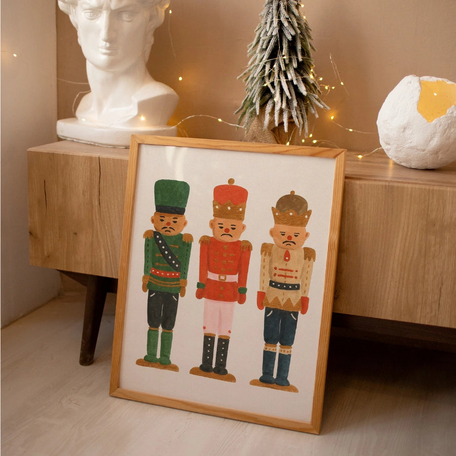 Nutcracker Trio Wall Art – Hand-Drawn Christmas Soldiers Print