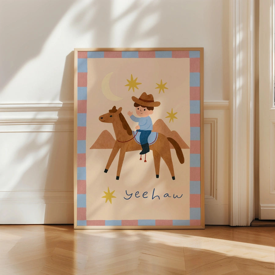 Cowboy Nursery Print - Yeehaw Kids Wall Art