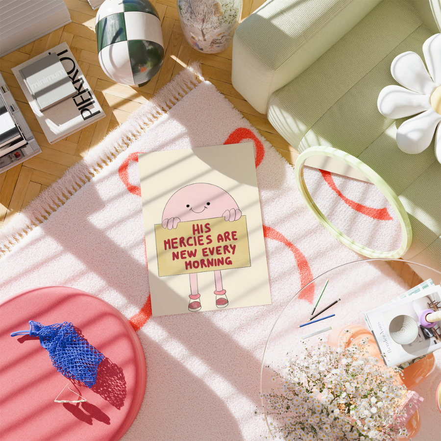 His Mercies Christian Wall Art – Cute Morning Bible Verse Print