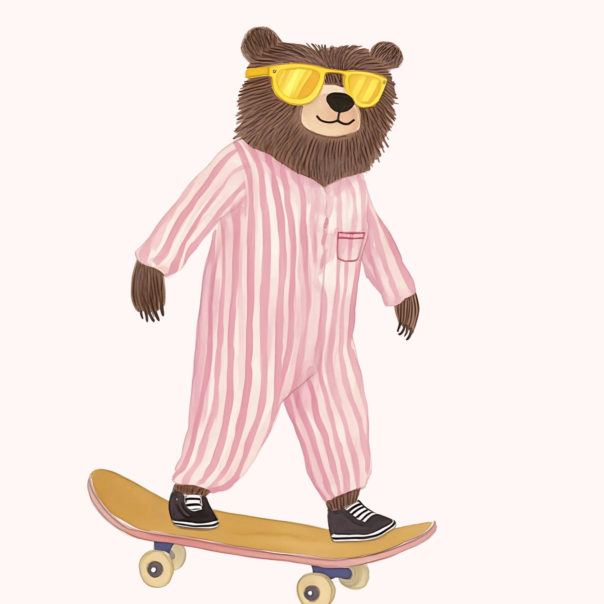 Skater Bear Wall Art – Funny Animal Poster