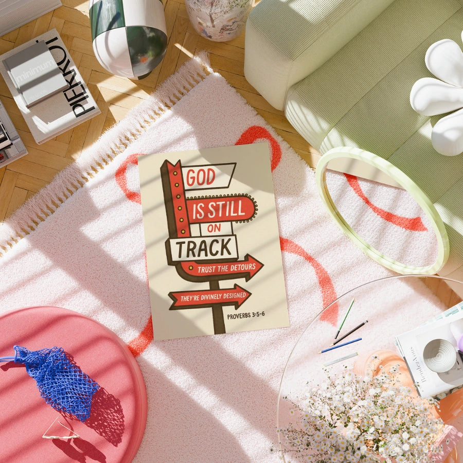 God Is Still on Track Wall Art - Faith Based Detour Sign Poster