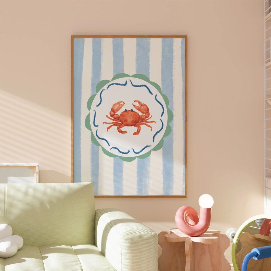Crab Coastal Wall Art - Summer Beach Print