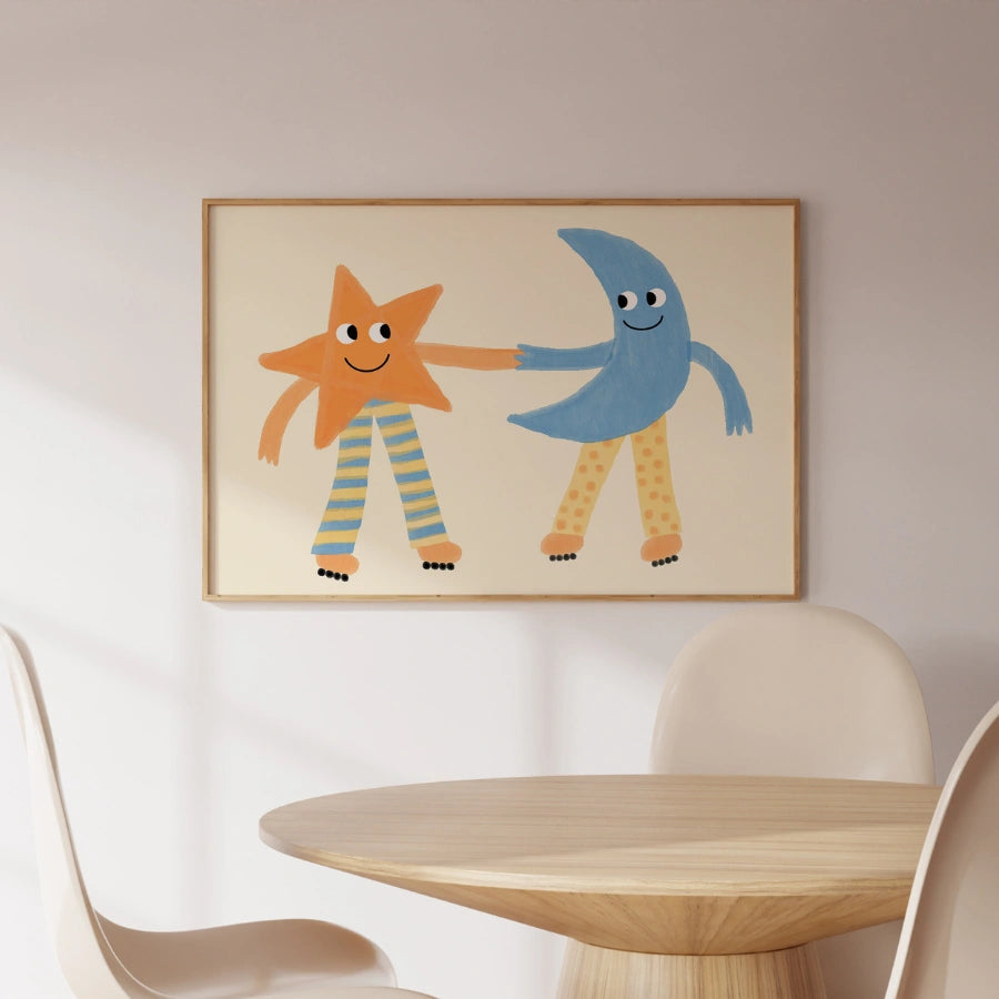 Mond- und Sternenbild fürs Kinderzimmer – Niedliche himmlische Wanddekoration fürs Kinderzimmer