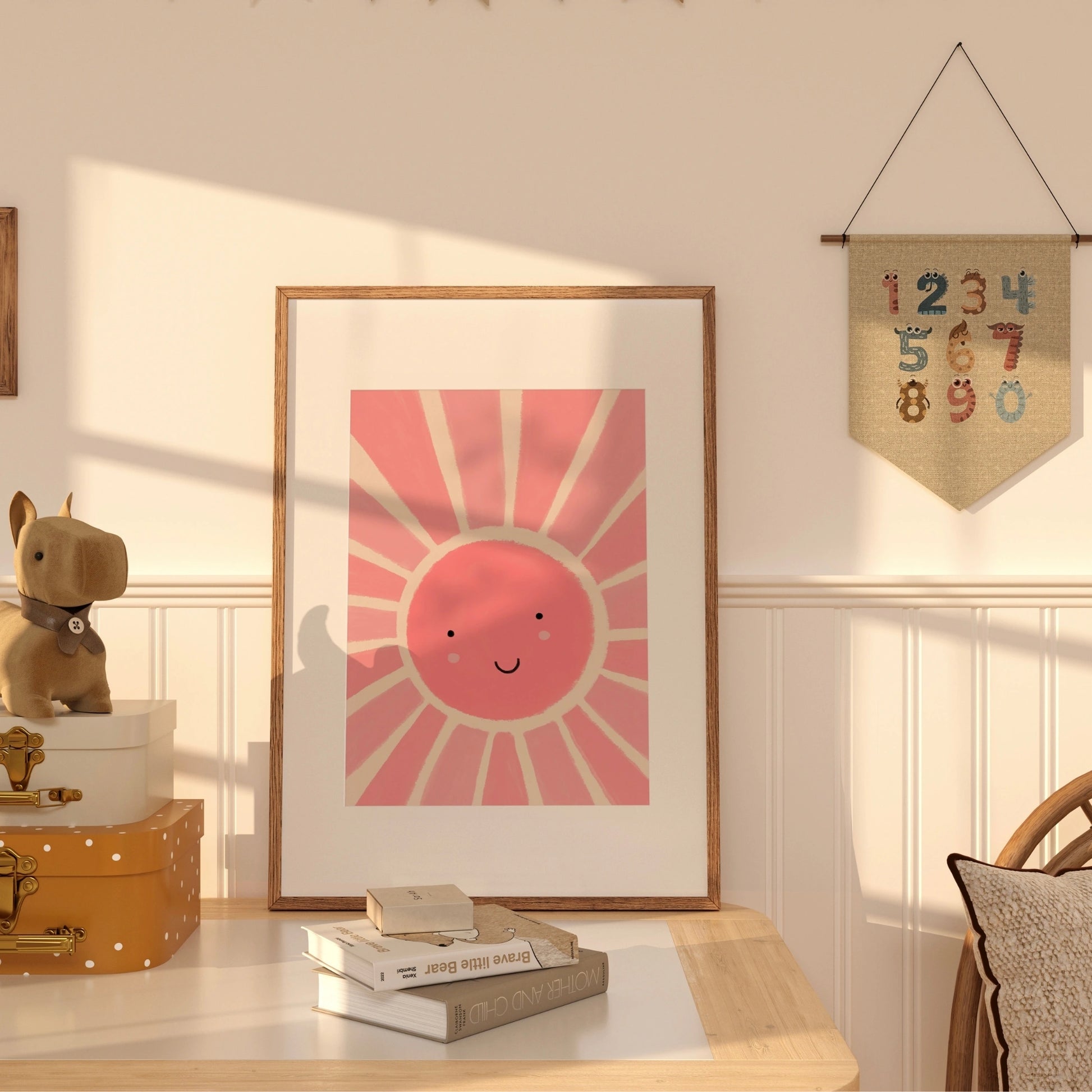 Pink Sunshine Wall Art – Happy Sun Poster