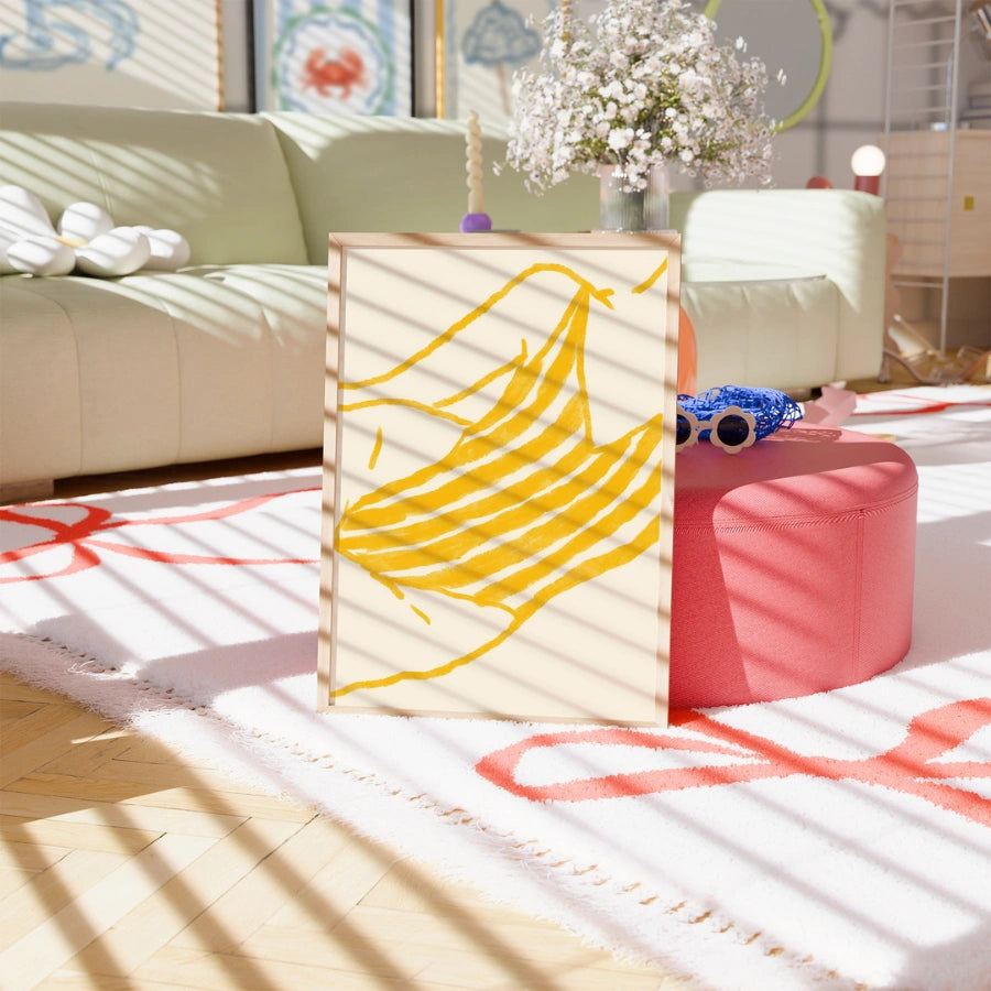 Stampa murale con asciugamano a righe - Stampa estiva costiera astratta