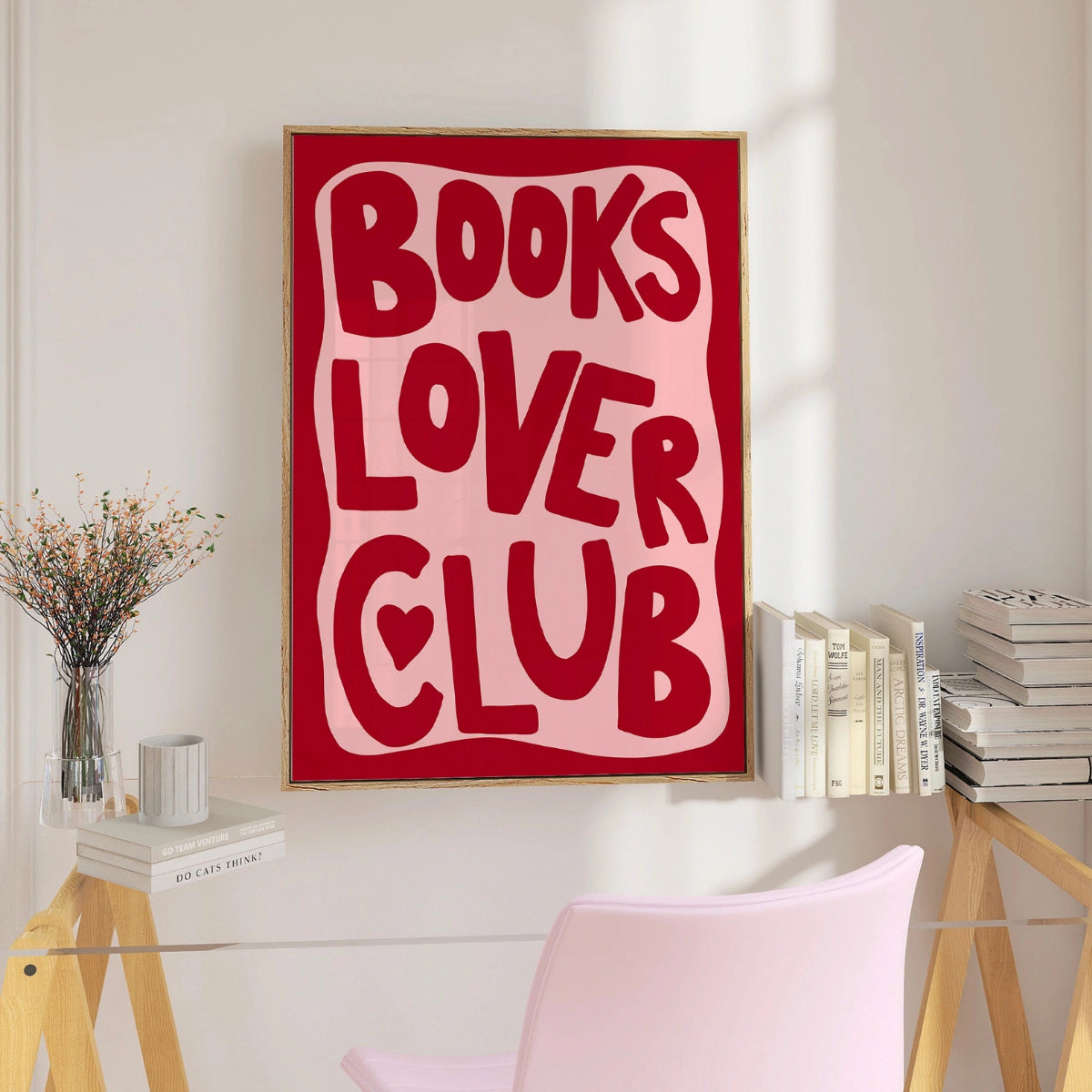 Books Lover Club Print – Bold Typography Wall Art for Bibliophiles & Reading Nooks