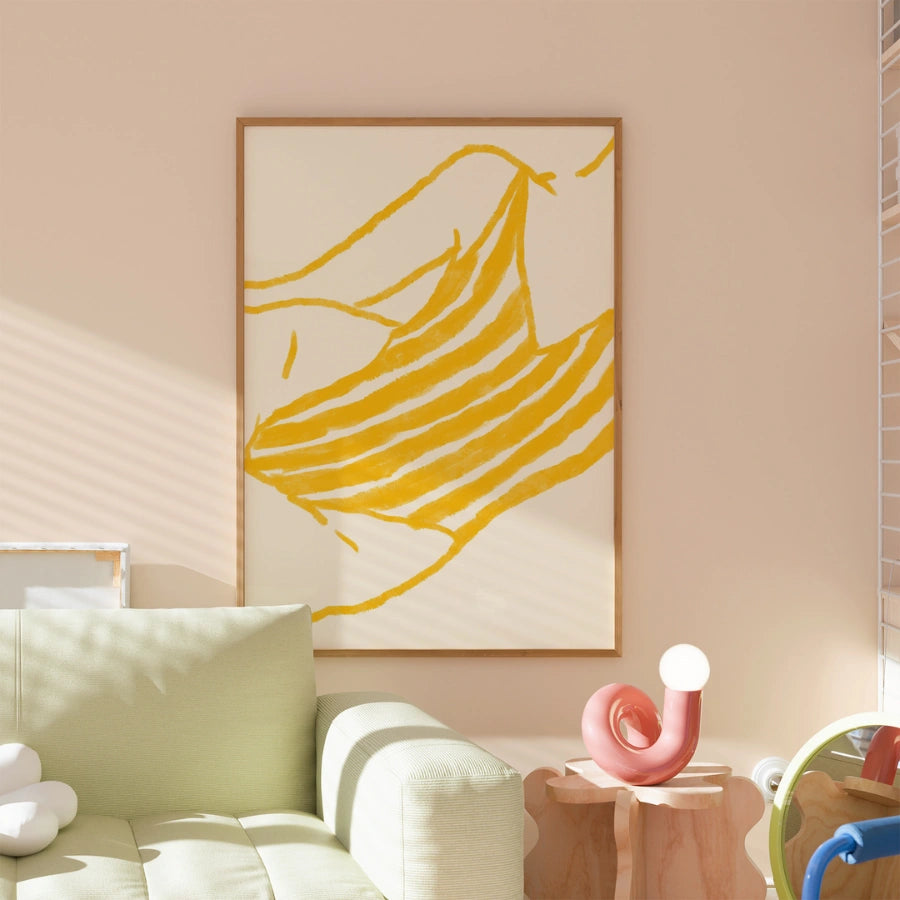 Stampa murale con asciugamano a righe - Stampa estiva costiera astratta