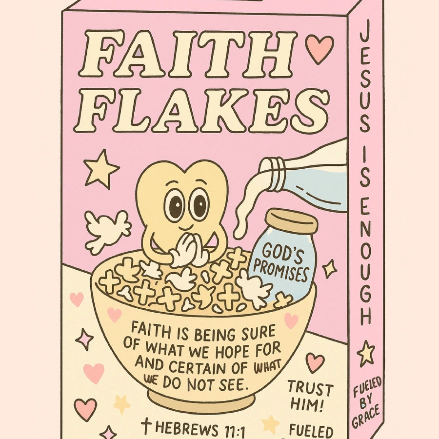 Faith Flakes Wall Art – Cute Cereal Box Bible Verse Poster