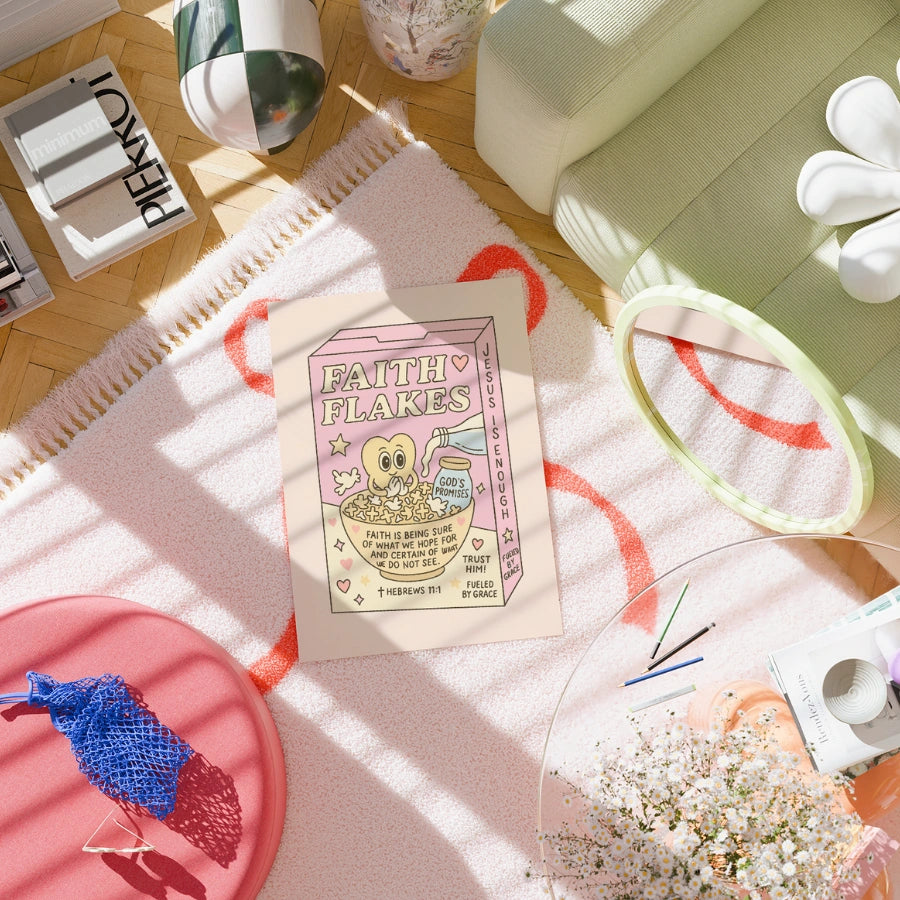 Faith Flakes Wall Art – Cute Cereal Box Bible Verse Poster