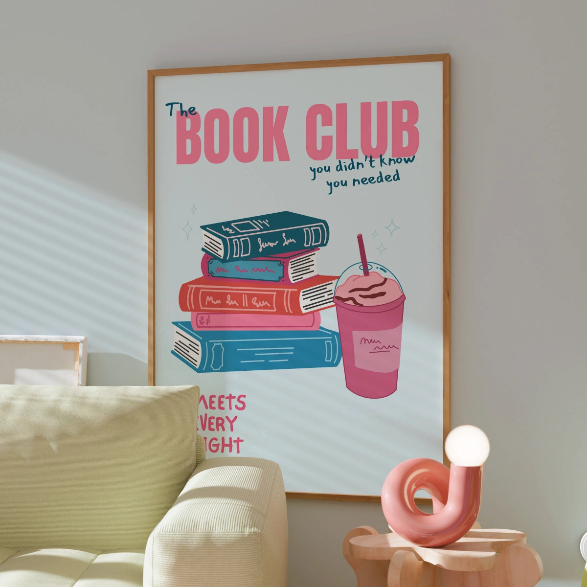 Buchclub-Druck – Wandbild mit blauem Lesezitat