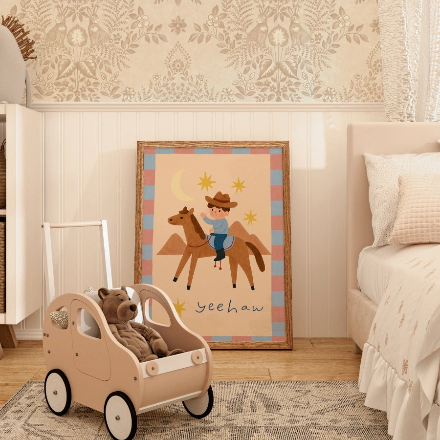 Cowboy Nursery Print - Yeehaw Kids Wall Art