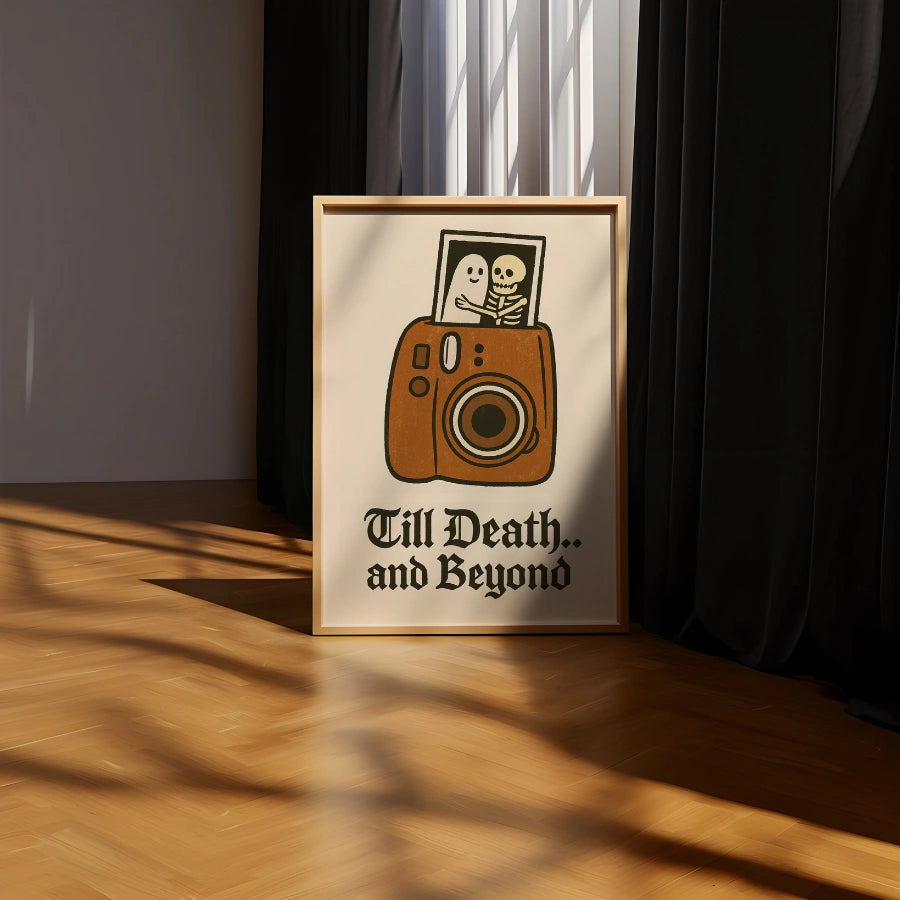 Till Death Halloween Print – Ghost and Skeleton Couple Art