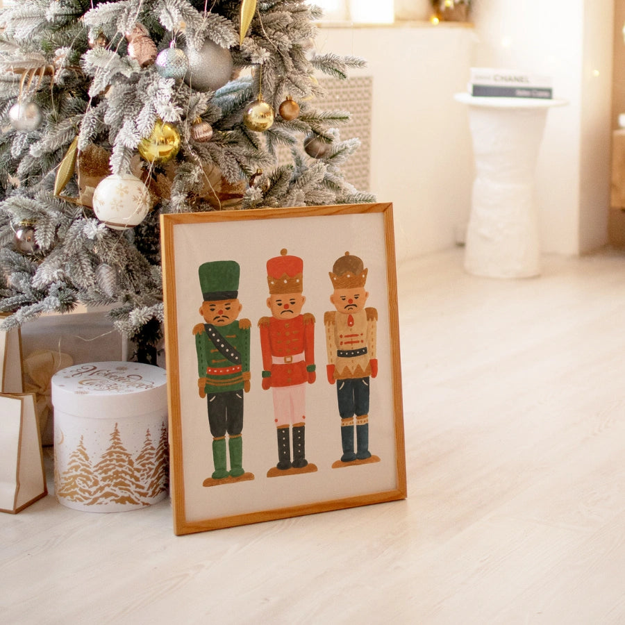 Nutcracker Trio Wall Art – Hand-Drawn Christmas Soldiers Print
