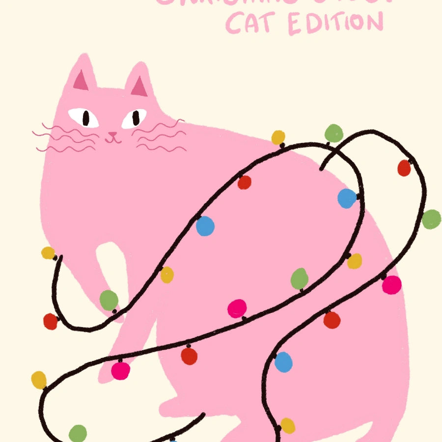 Christmas Chaos Cat – Funny Pink Christmas Wall Art