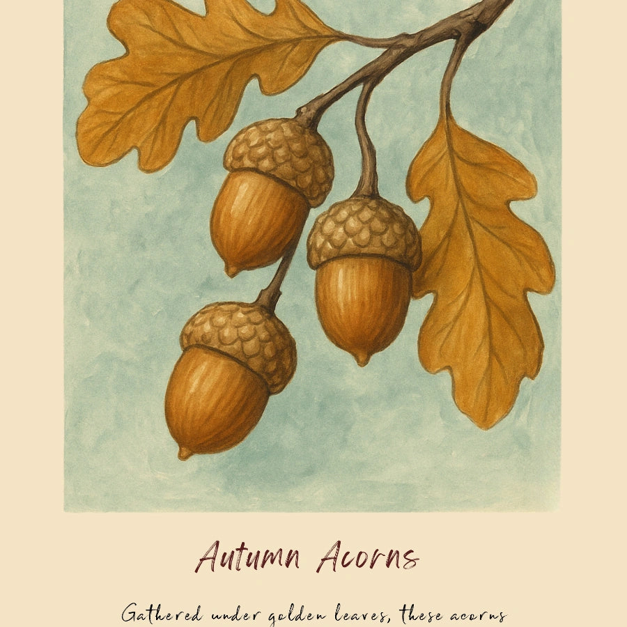 Autumn Acorns Wall Art – Rustic Thanksgiving Print