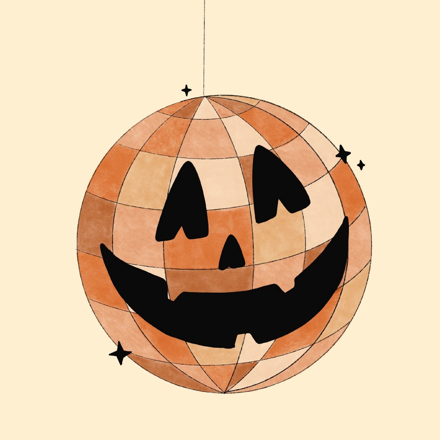 Jack-O'-Lantern Disco Ball Print – Halloween Wall Art