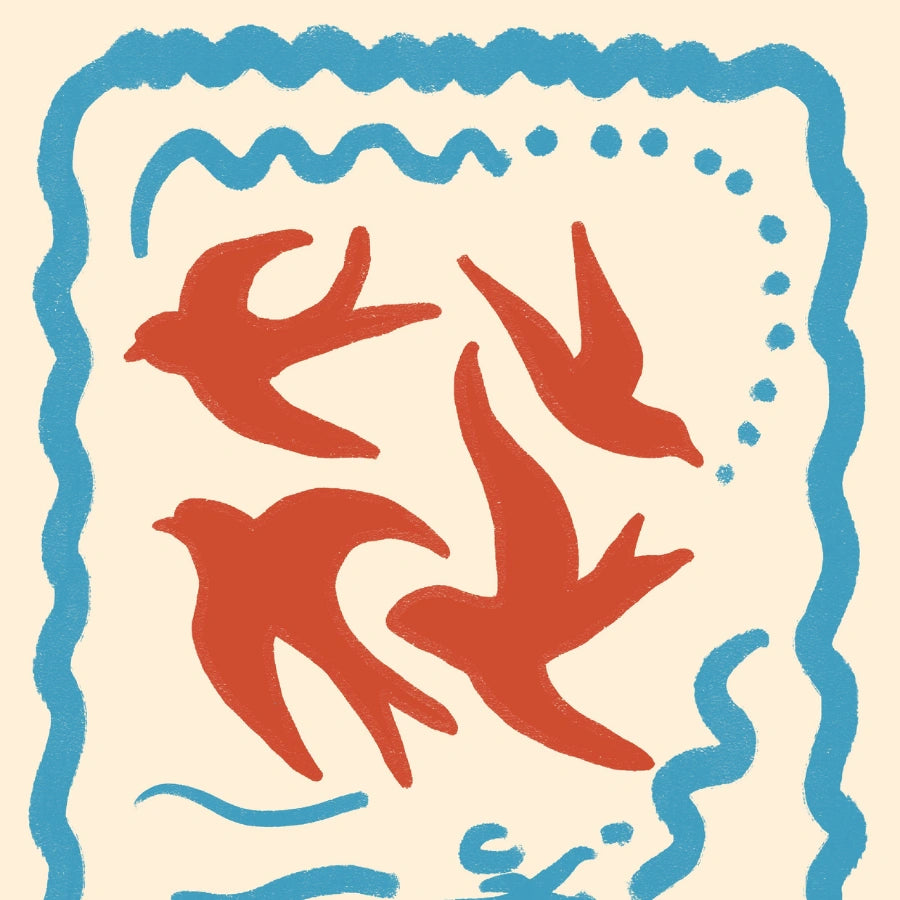 Swallow Birds Boho Wall Art – Stampa estetica bohémien 